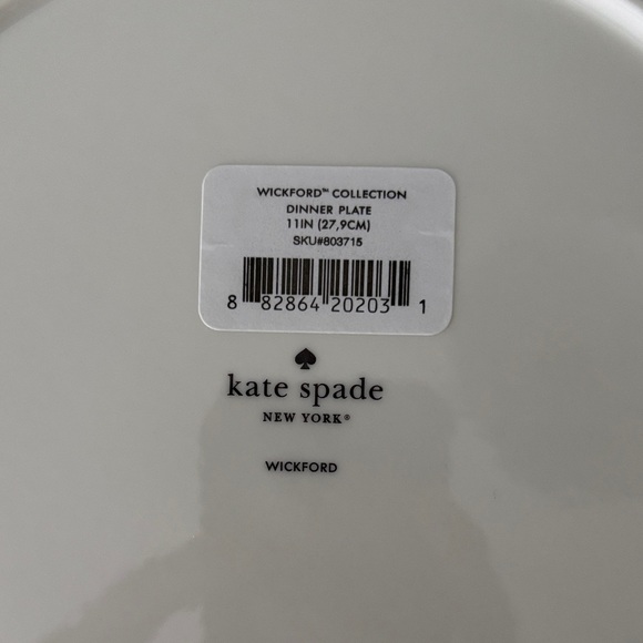 Kate Spade Wichford Dinner Lenox Porcelain Plate 11” White Dinner Plate - Picture 2 of 9